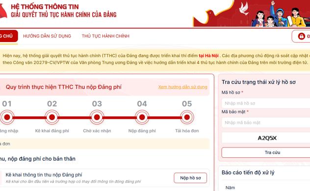 Triển khai toàn quốc 4 thủ tục hành chính của Đảng trên môi trường điện tử